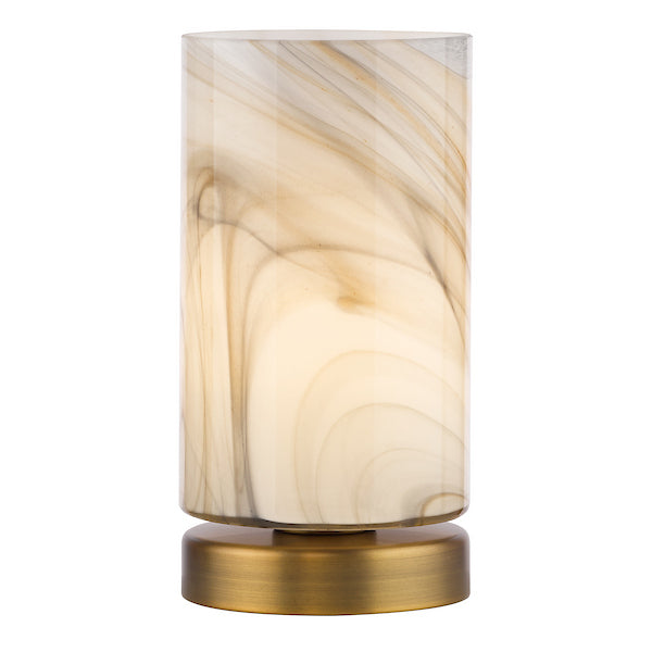 Dar Lighting Magda Antique Bronze & Art Glass Touch Table Lamp