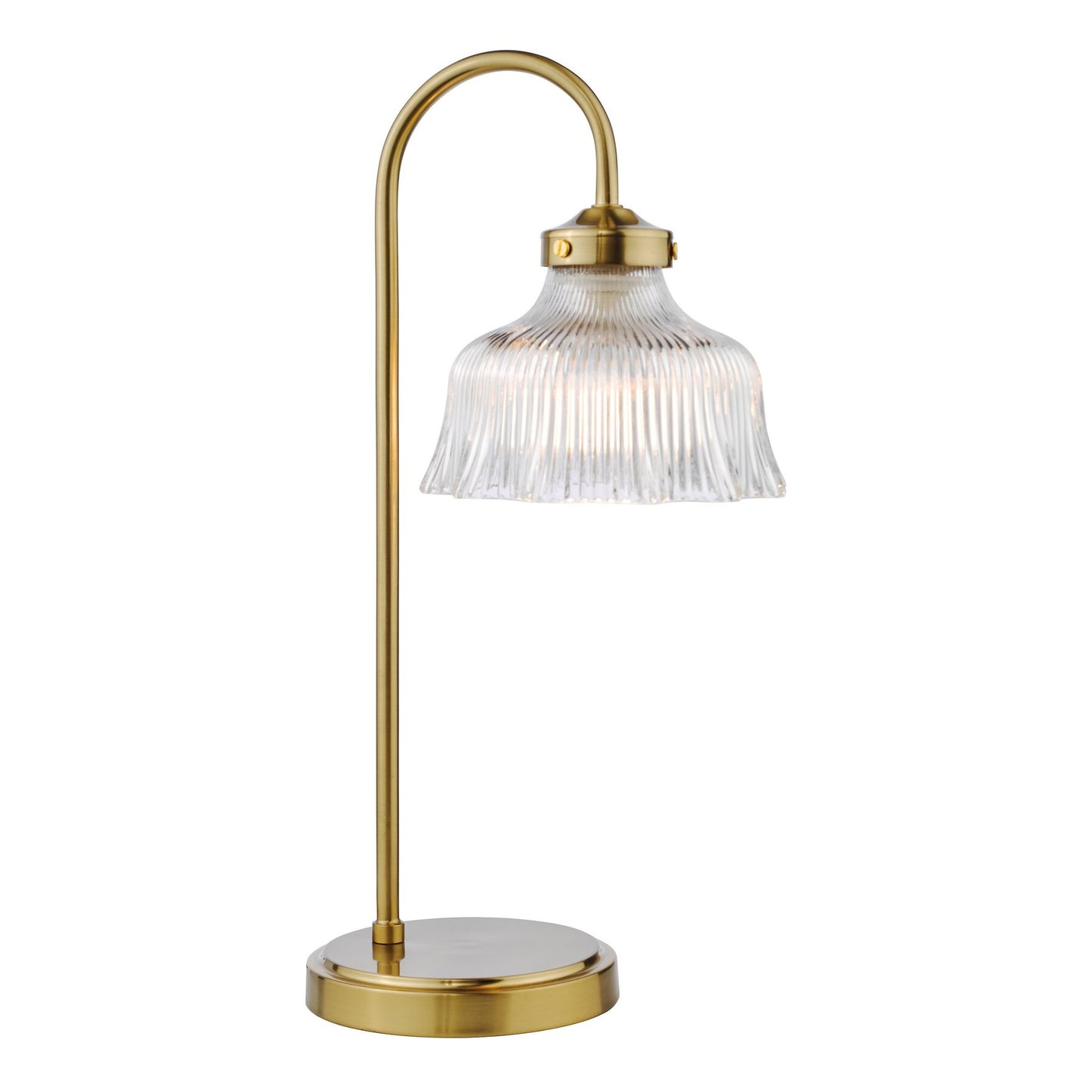 Dar Lighting Maude Natural Brass & Ribbed Glass Table Lamp