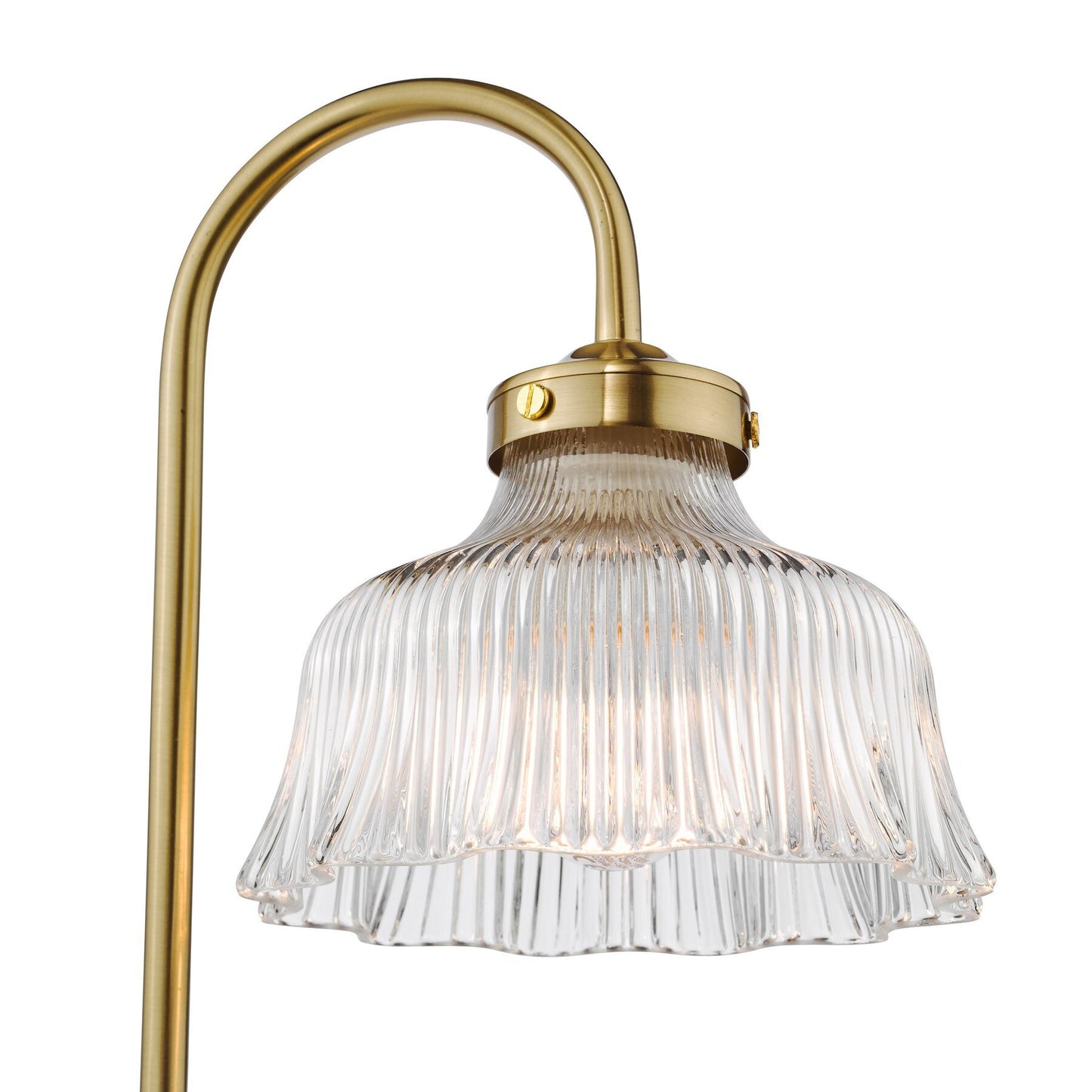 Dar Lighting Maude Natural Brass & Ribbed Glass Table Lamp