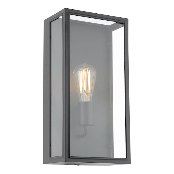 Dar Lighting Mazin Outdoor IP44 Matt Black & Glass Wall Light