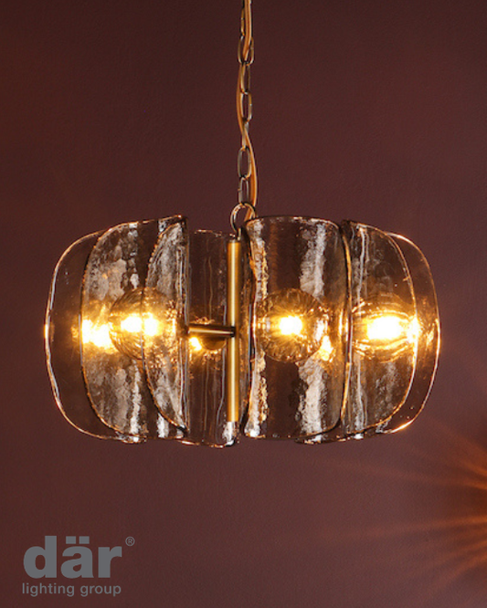 Dar Lighting Megara 6 Light Antique Bronze & Tea Smoked Glass Pendant