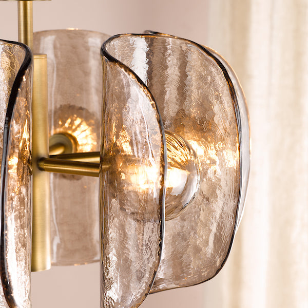 Dar Lighting Megara 6 Light Antique Bronze & Tea Smoked Glass Pendant