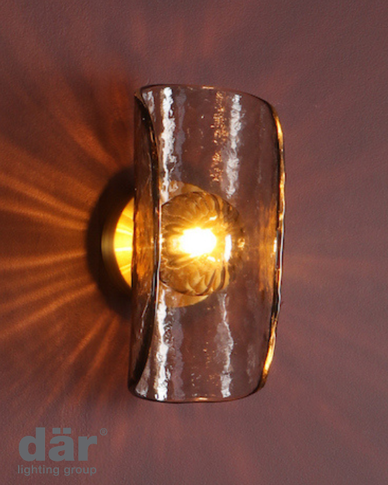 Dar Lighting Megara Antique Bronze & Tea Smoked Glass Wall Light