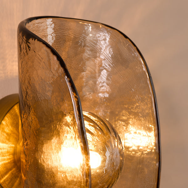 Dar Lighting Megara Antique Bronze & Tea Smoked Glass Wall Light