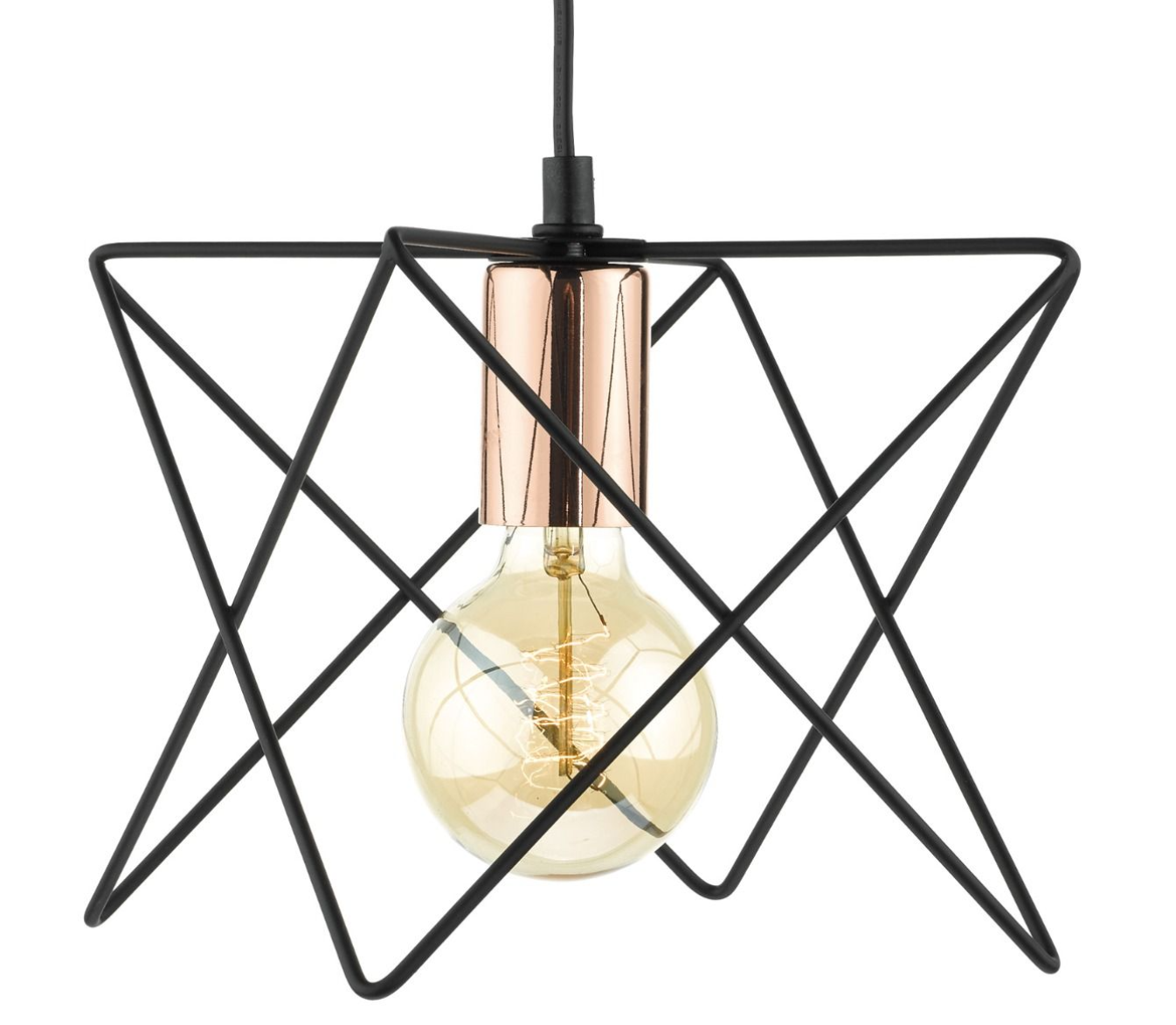 Dar Lighting Midi Matt Black & Bright Copper Pendant