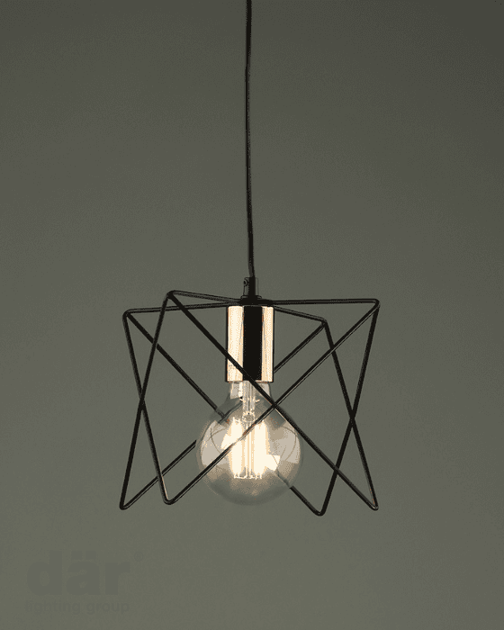 Dar Lighting Midi Matt Black & Bright Copper Pendant