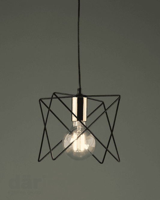 Dar Lighting Midi Matt Black & Bright Copper Pendant