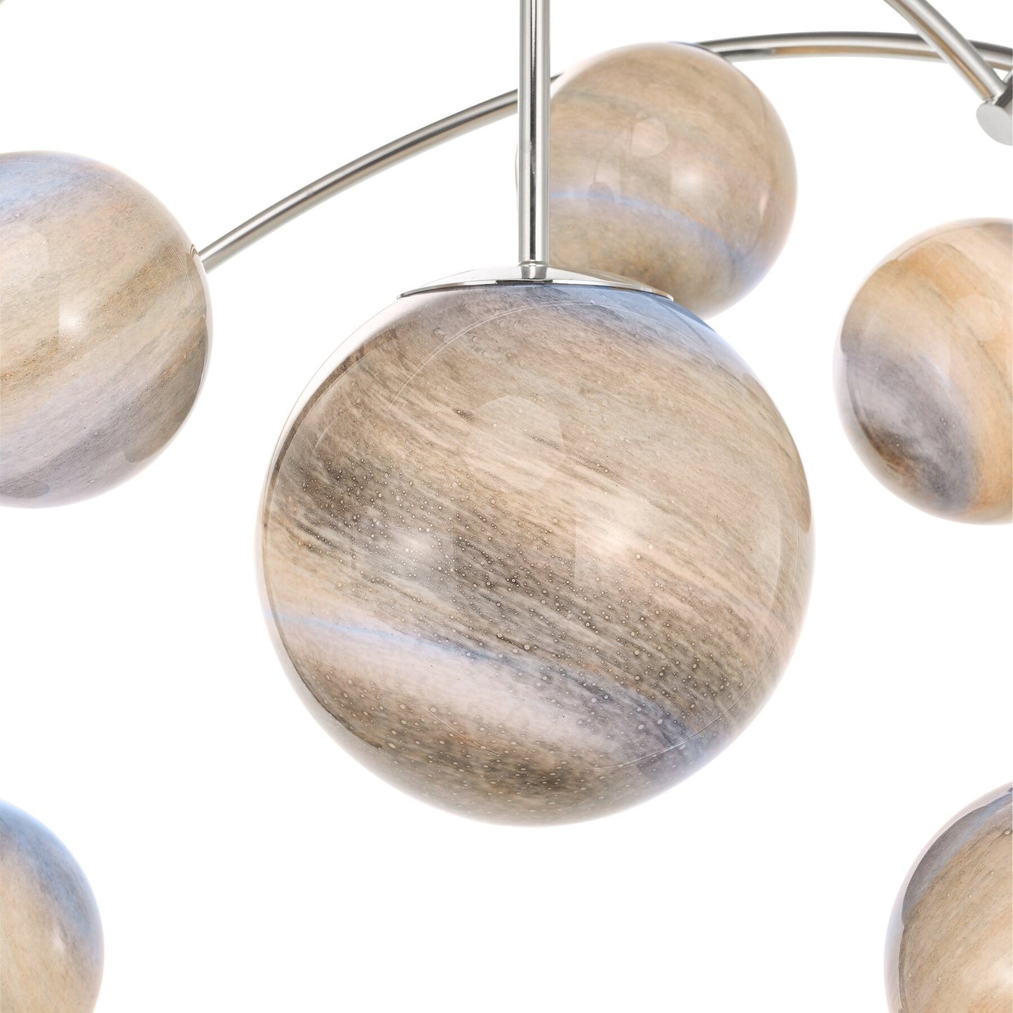 Dar Lighting Mikara 7 Light Polished Chrome & Marble Effect Glass Pendant