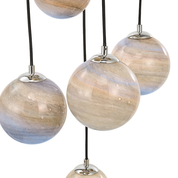 Dar Lighting Mikara 12 Light Polished Chrome & Marble Effect Glass 1.5M Cluster Pendant