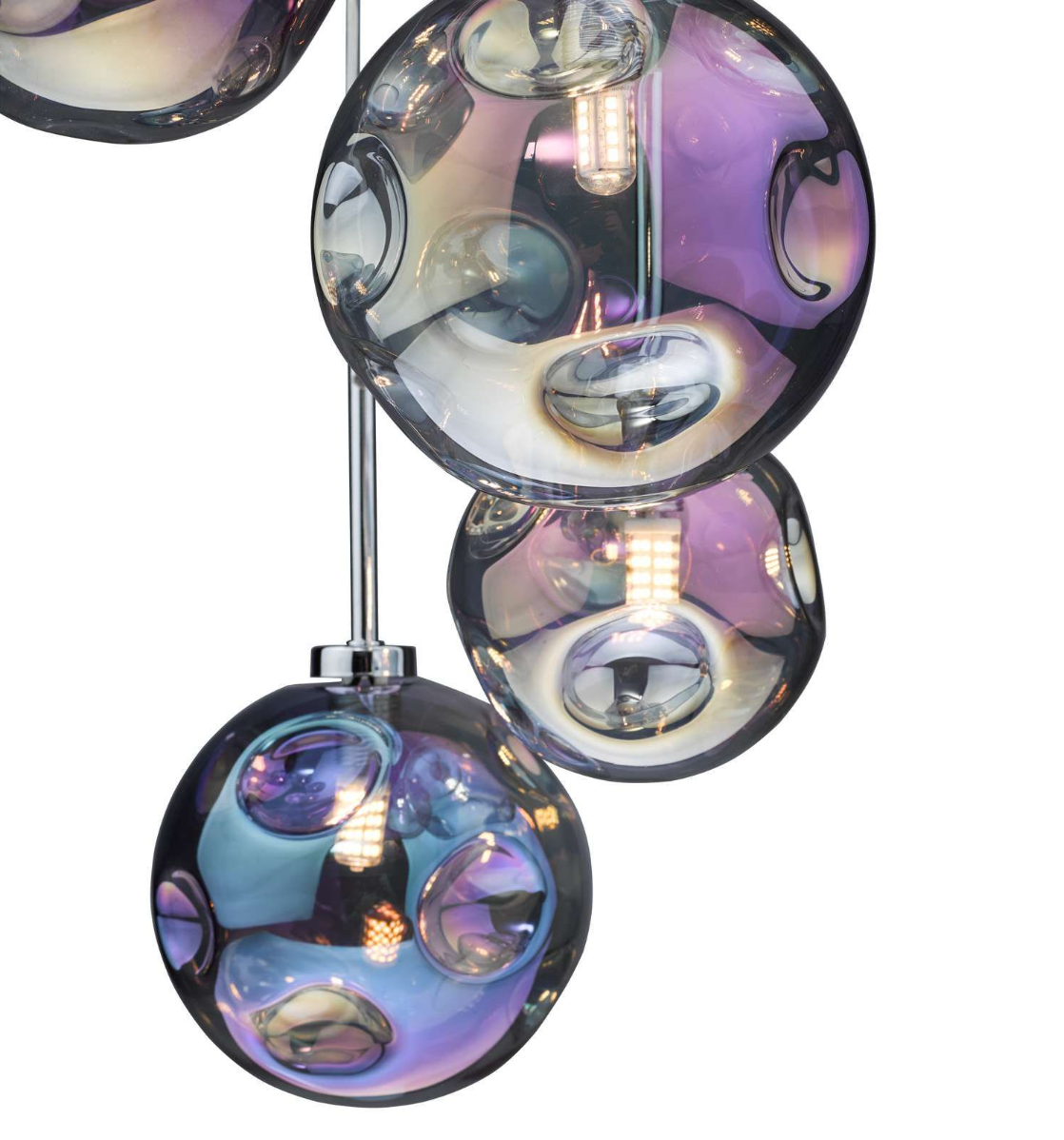 Dar Lighting Mira 6 Light Polished Chrome & Iridised Glass Cluster Pendant