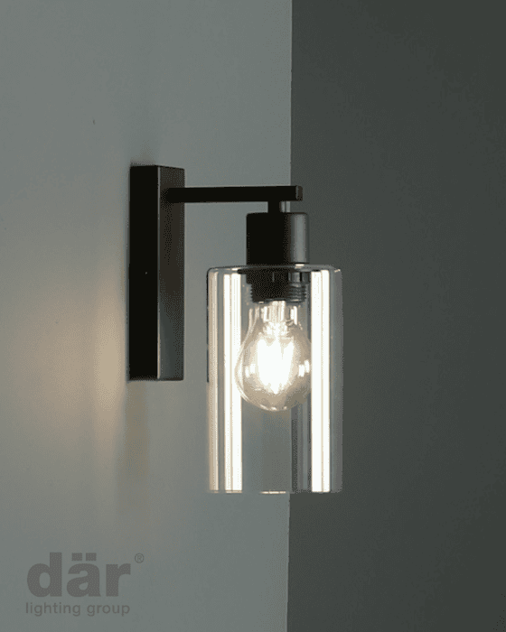 Dar Lighting Miu Matt Black & Glass Wall Light