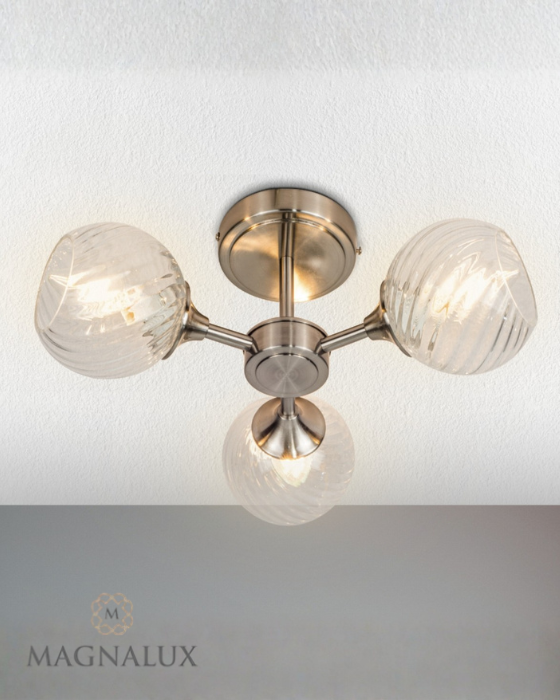 Magnalux Mona 3 Light Satin Chrome Semi Flush