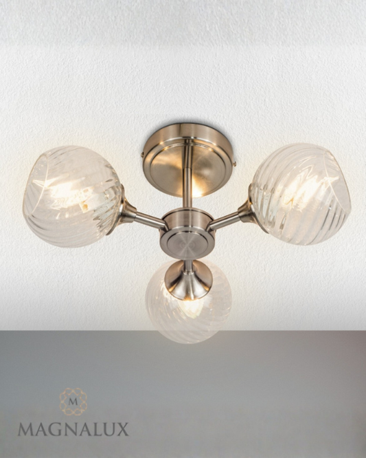 Magnalux Mona 3 Light Satin Chrome Semi Flush