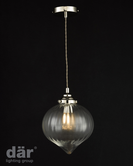 Dar Lighting Mya Polished Nickel & Glass Pendant