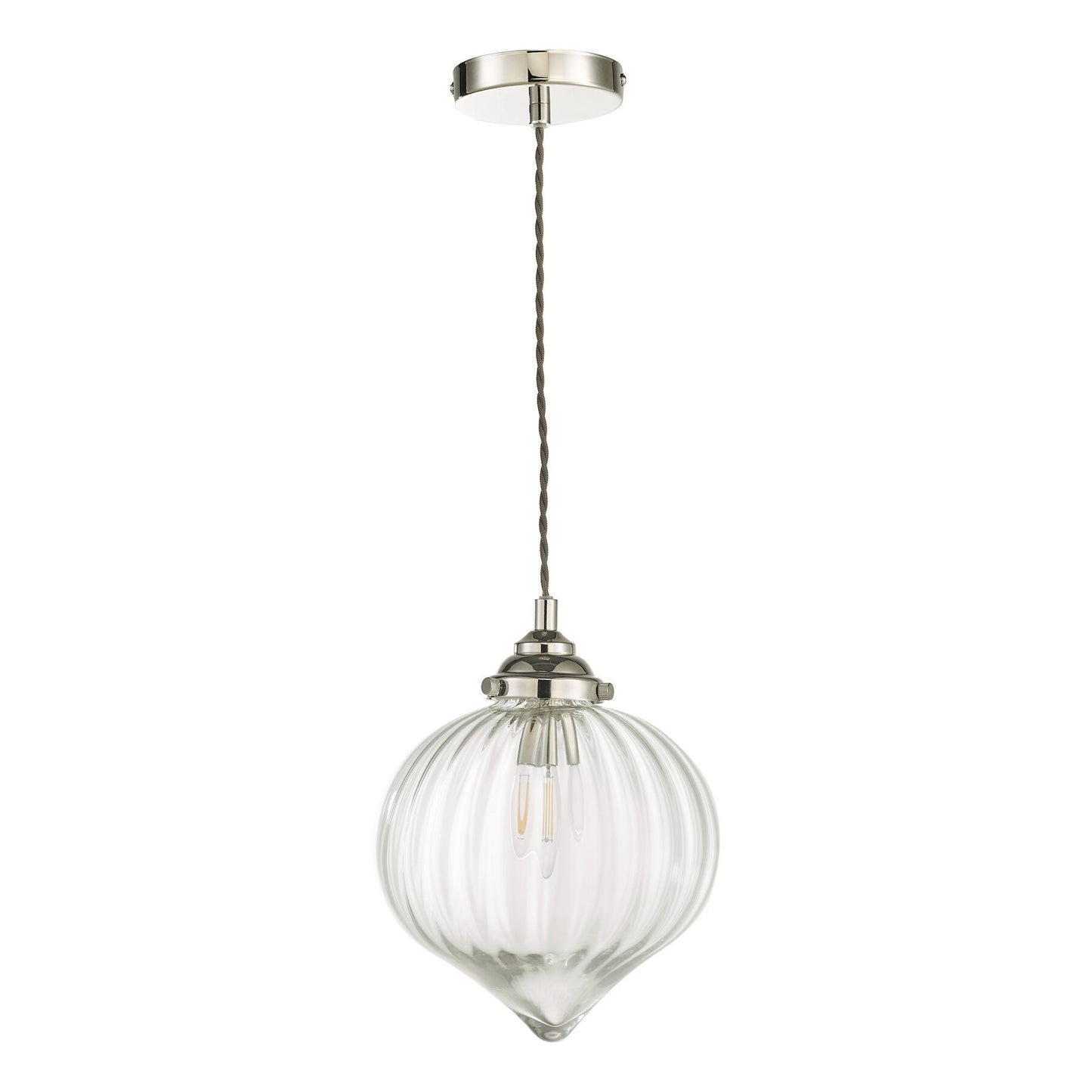 Dar Lighting Mya Polished Nickel & Glass Pendant