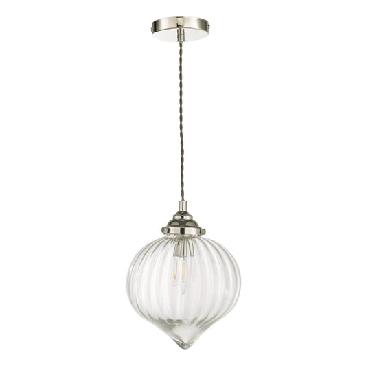 Dar Lighting Mya Polished Nickel & Glass Pendant