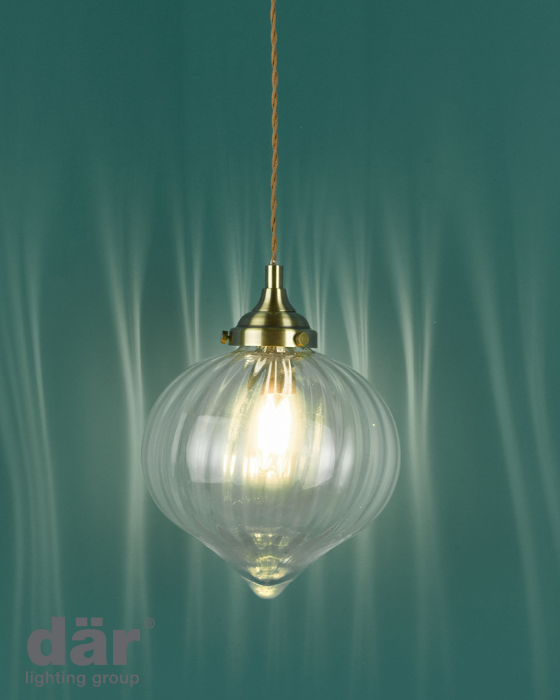Dar Lighting Mya Antique Brass & Glass Pendant