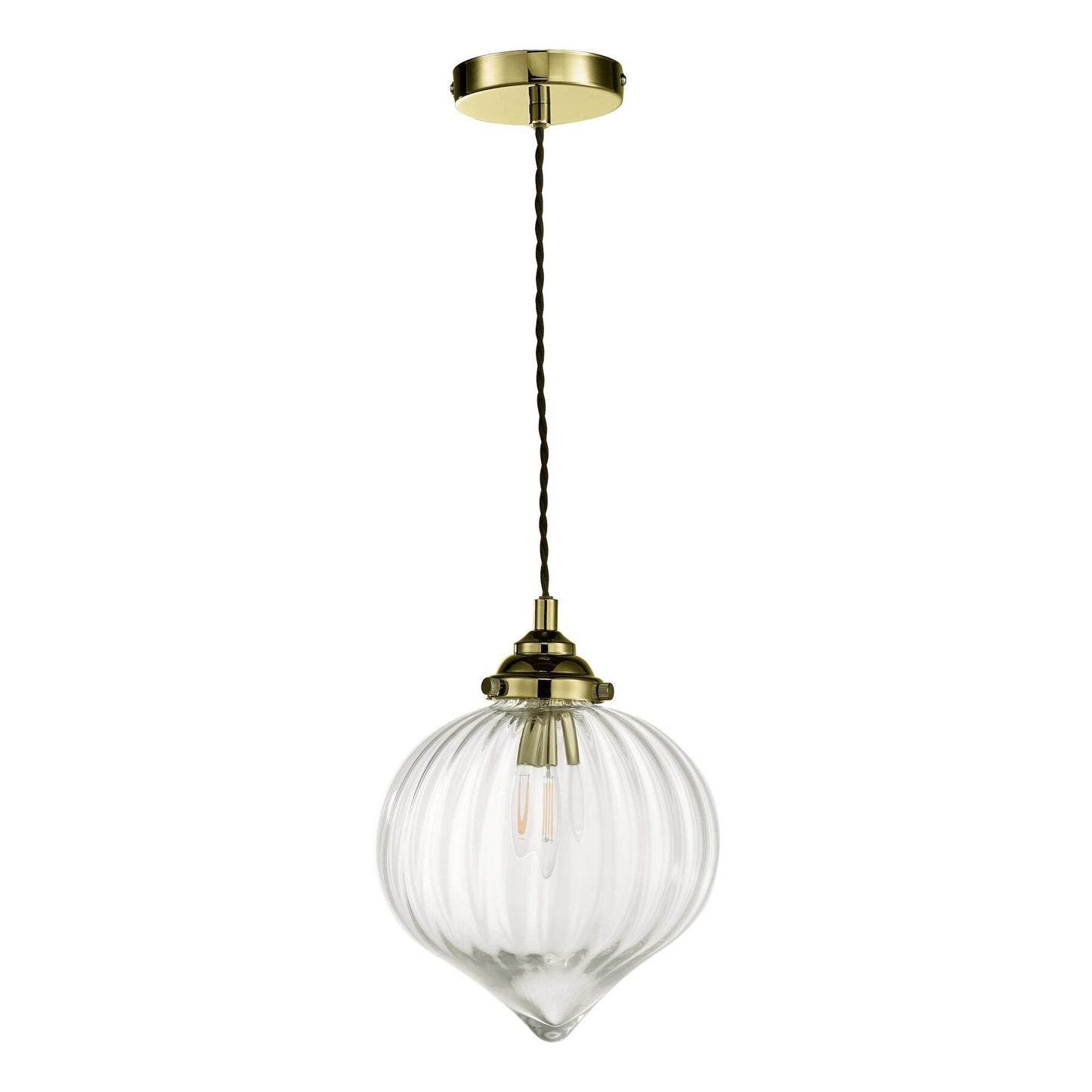Dar Lighting Mya Antique Brass & Glass Pendant