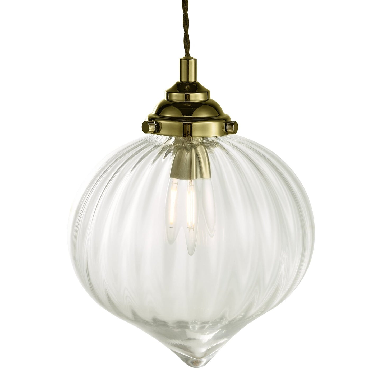 Dar Lighting Mya Antique Brass & Glass Pendant