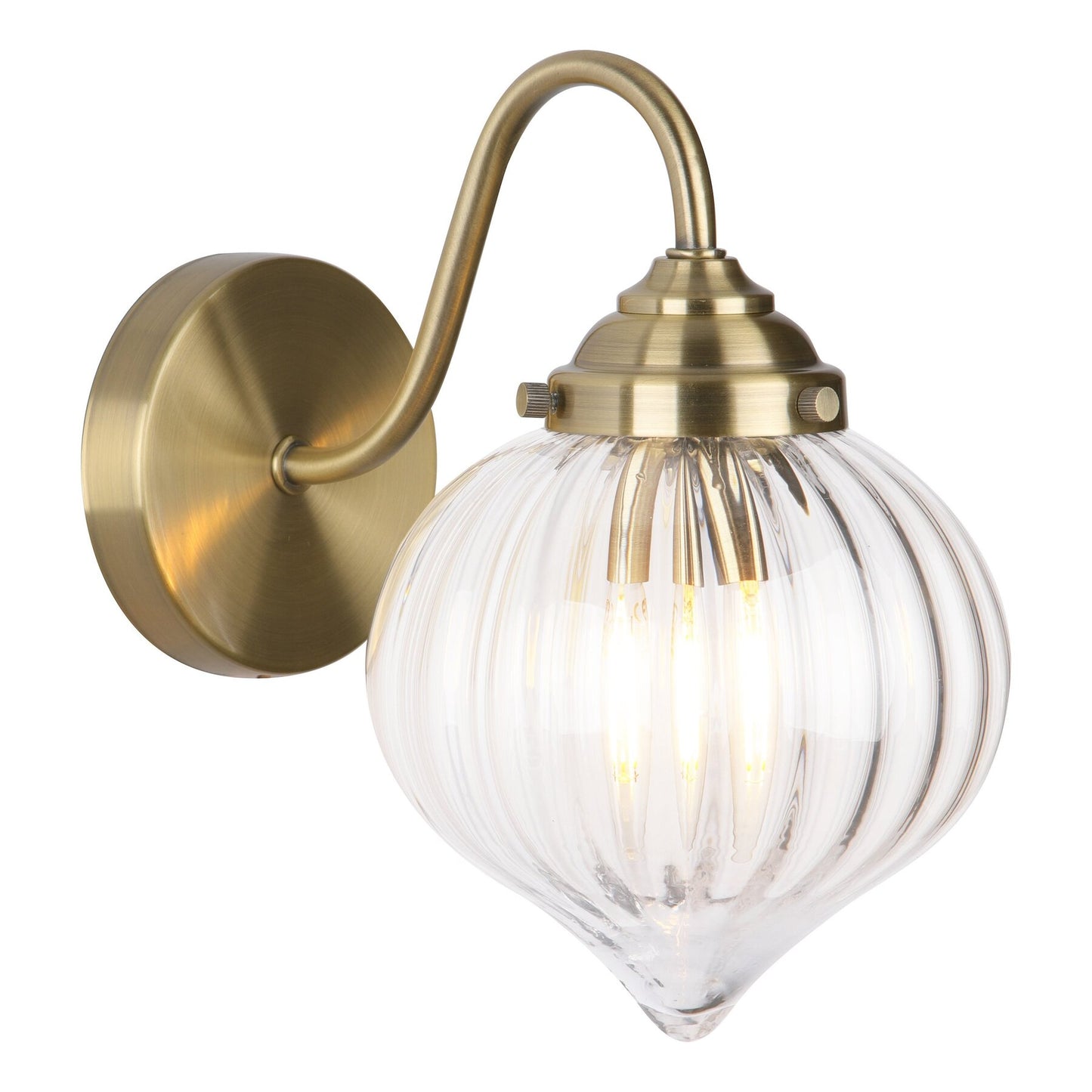 Dar Lighting Mya Antique Brass & Glass Wall Light