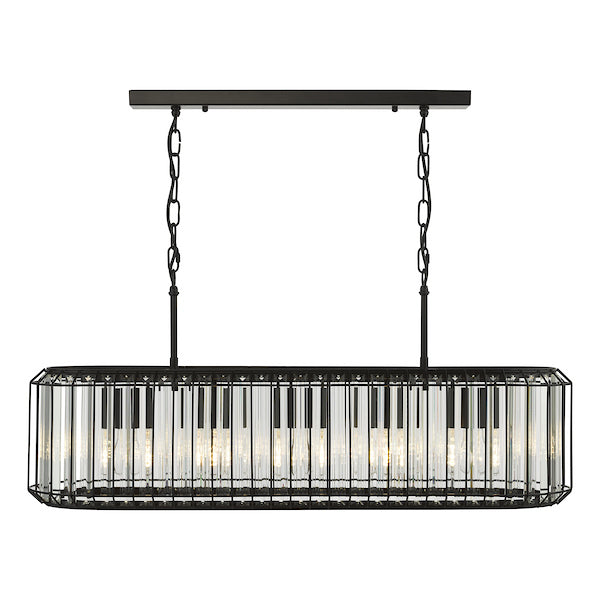 Dar Lighting Naeva 5 Light Matt Black & Crystal Bar Pendant