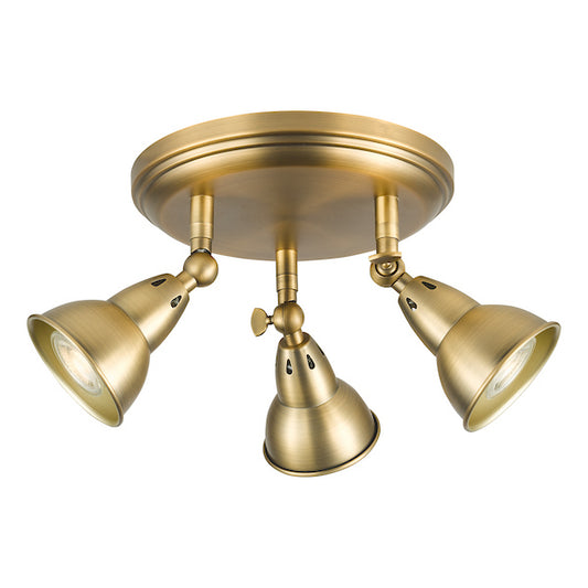 Dar Lighting Nathaniel 3 Light Aged Brass Plate Spotlight
