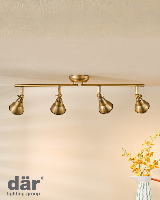 Dar Lighting Nathaniel 4 Light Aged Brass Bar Spotlight