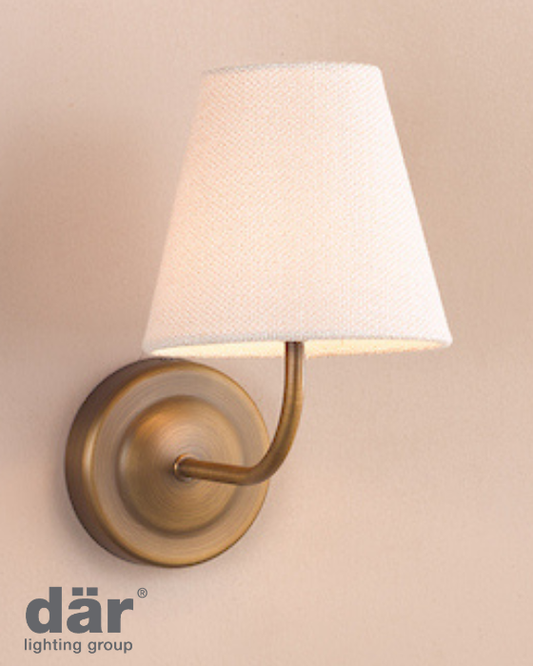 Navarro Rechargeable LED Antique Bronze Wall Light With Linen Shade