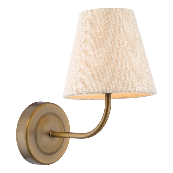 Navarro Rechargeable LED Antique Bronze Wall Light With Linen Shade