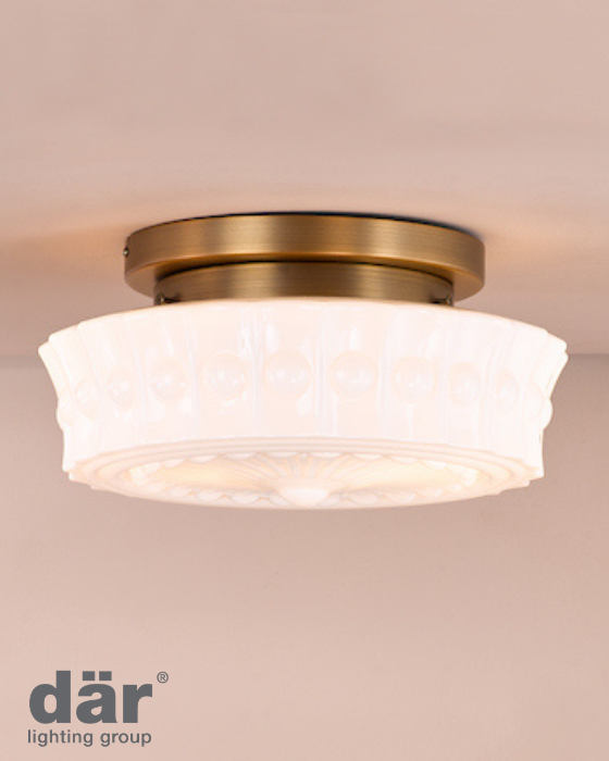 Dar Lighting Neema 2 Light Opal Glass & Antique Bronze Flush