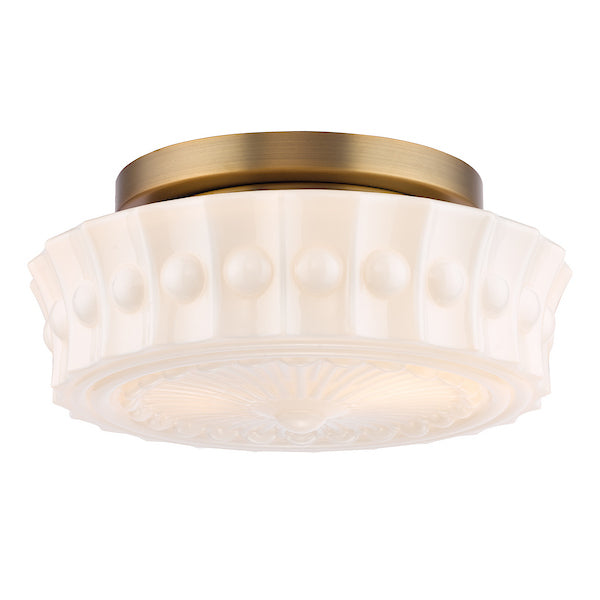 Dar Lighting Neema 2 Light Opal Glass & Antique Bronze Flush