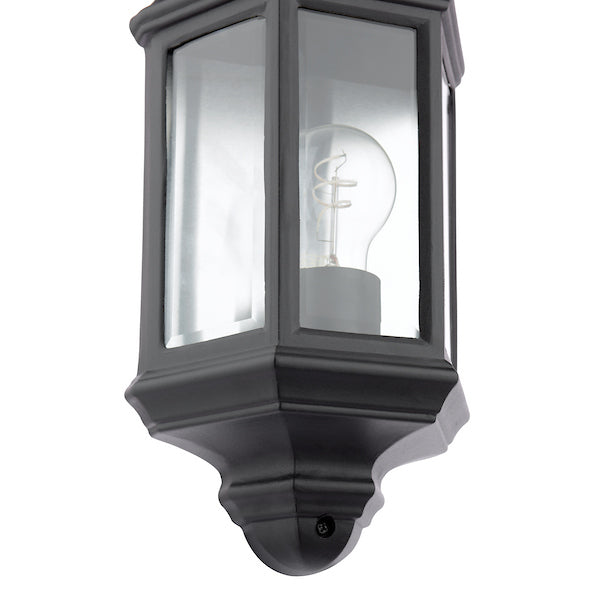 Dar Lighting Nelson IP44 Outdoor Matt Black & Glass Wall Light