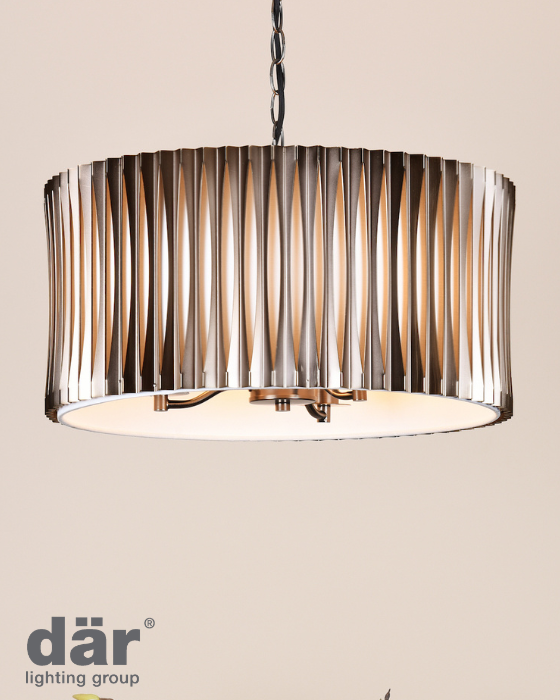 Dar Lighting Netra 3 Light Satin Bronze & Ivory Pendant