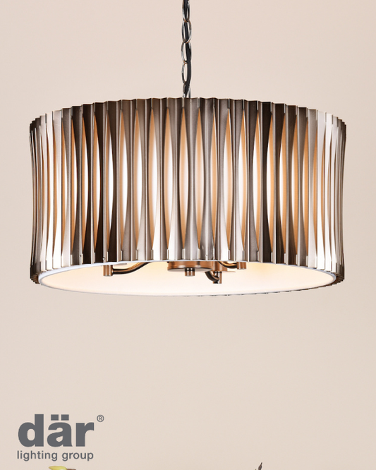 Dar Lighting Netra 3 Light Satin Bronze & Ivory Pendant