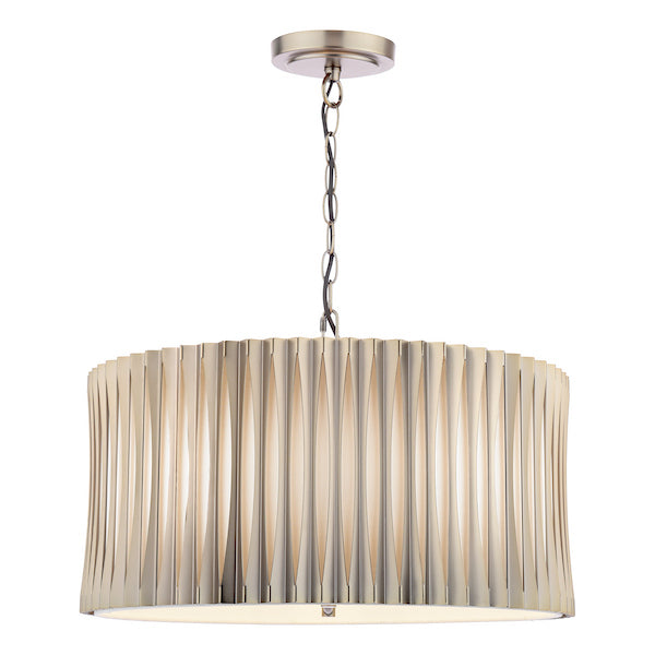 Dar Lighting Netra 3 Light Satin Bronze & Ivory Pendant