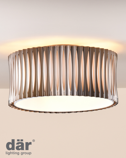 Dar Lighting Netra 3 Light Satin Bronze & Ivory Flush
