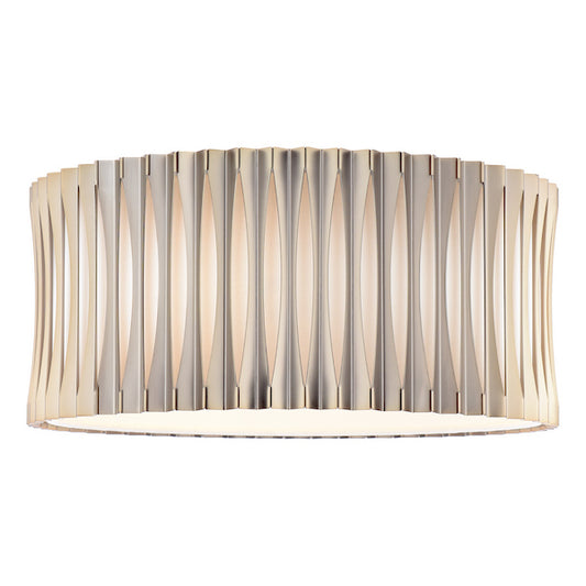 Dar Lighting Netra 3 Light Satin Bronze & Ivory Flush