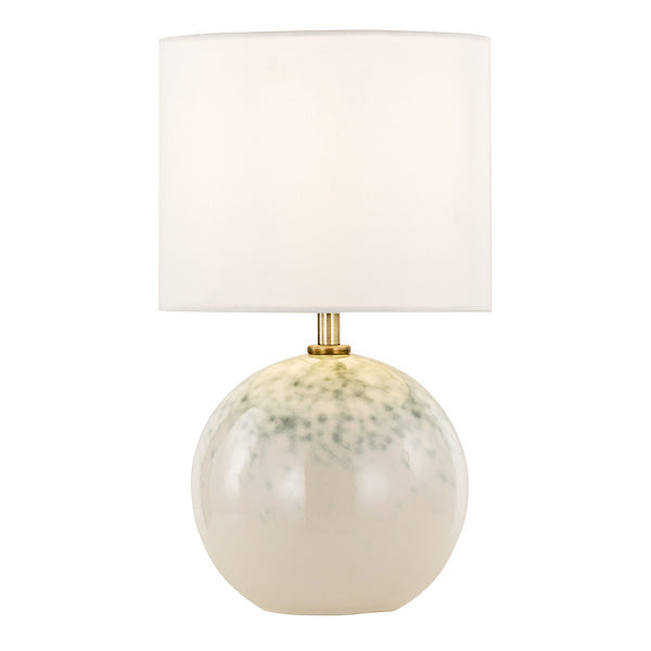 Dar Lighting Nicolette Green & Cream Ceramic Table Lamp With Linen Shade (Twin Pack)
