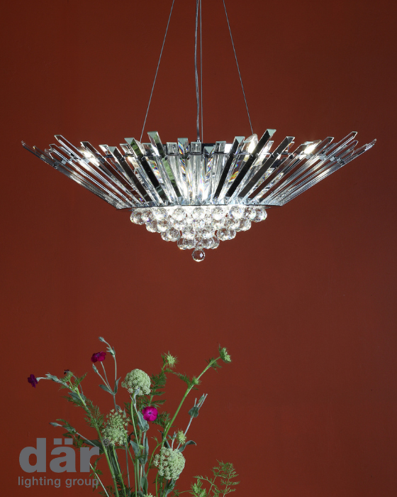 Dar Lighting Nimbus 9 Light Crystal & Polished Chrome Chandelier