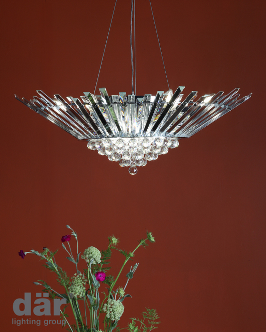 Dar Lighting Nimbus 9 Light Crystal & Polished Chrome Chandelier