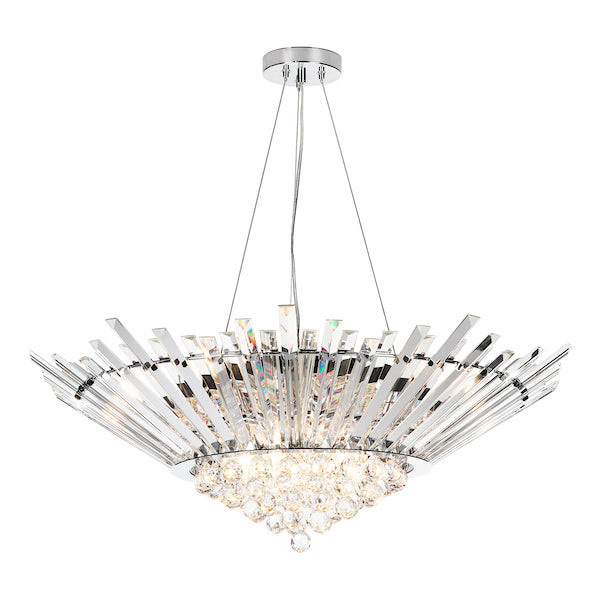 Dar Lighting Nimbus 9 Light Crystal & Polished Chrome Chandelier