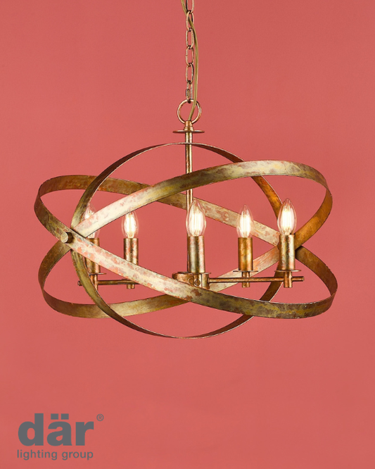 Dar Lighting Nitya 5 Light Mottled Copper Pendant