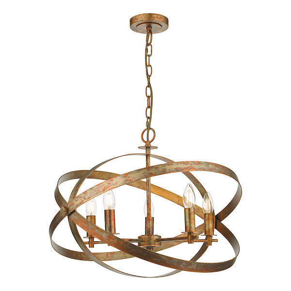 Dar Lighting Nitya 5 Light Mottled Copper Pendant