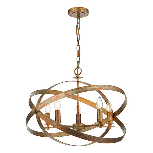 Dar Lighting Nitya 5 Light Mottled Copper Pendant