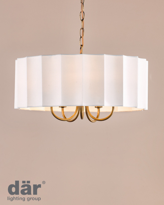 Dar Lighting Noura 5 Light Antique Bronze & Ivory Scallop Shade Pendant