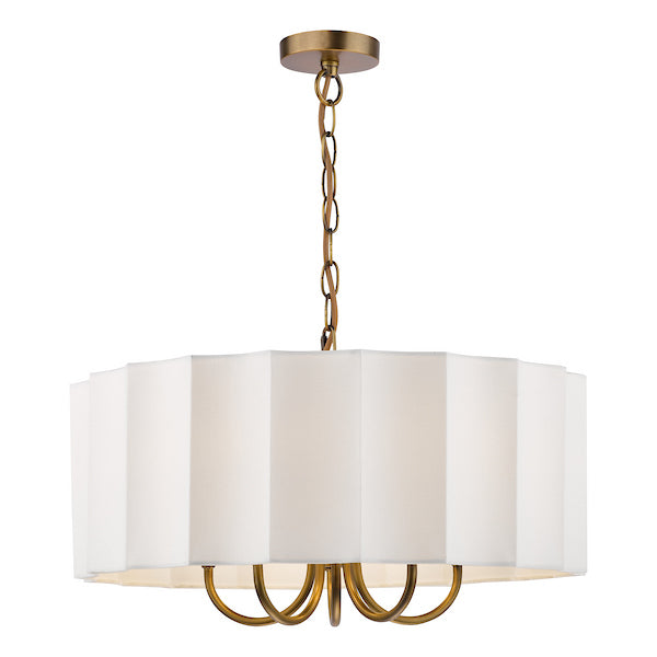 Dar Lighting Noura 5 Light Antique Bronze & Ivory Scallop Shade Pendant