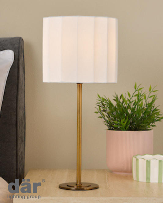 Dar Lighting Noura Antique Bronze & Ivory Table Lamp With Shade