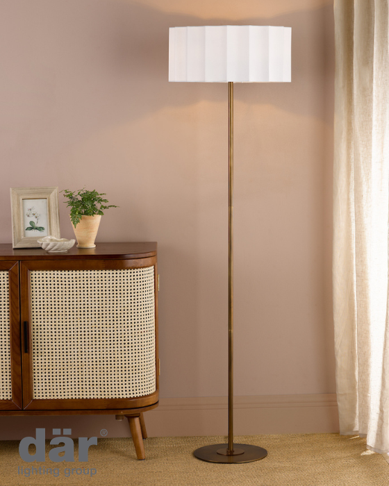 Dar Lighting Noura Antique Bronze & Ivory Ivory Scallop Shade Floor Lamp
