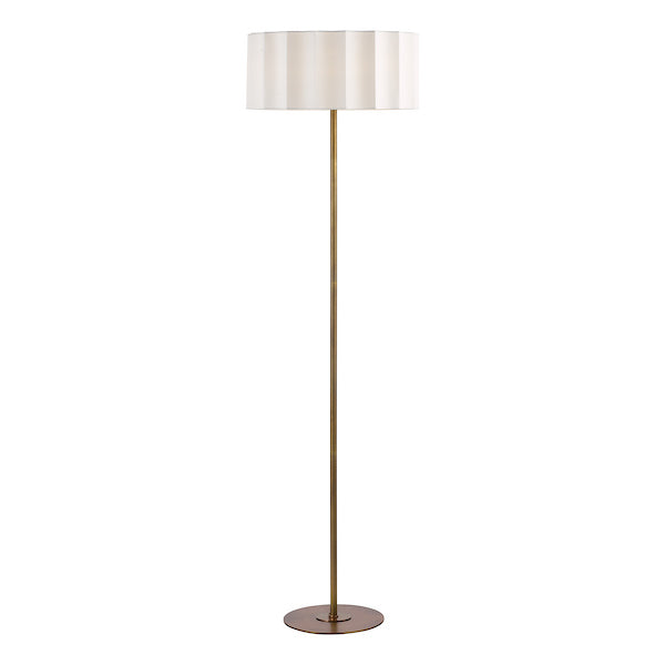 Dar Lighting Noura Antique Bronze & Ivory Ivory Scallop Shade Floor Lamp