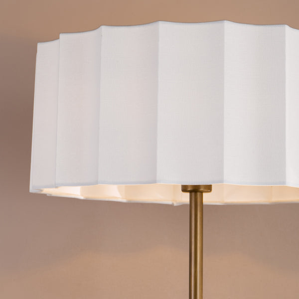 Dar Lighting Noura Antique Bronze & Ivory Ivory Scallop Shade Floor Lamp